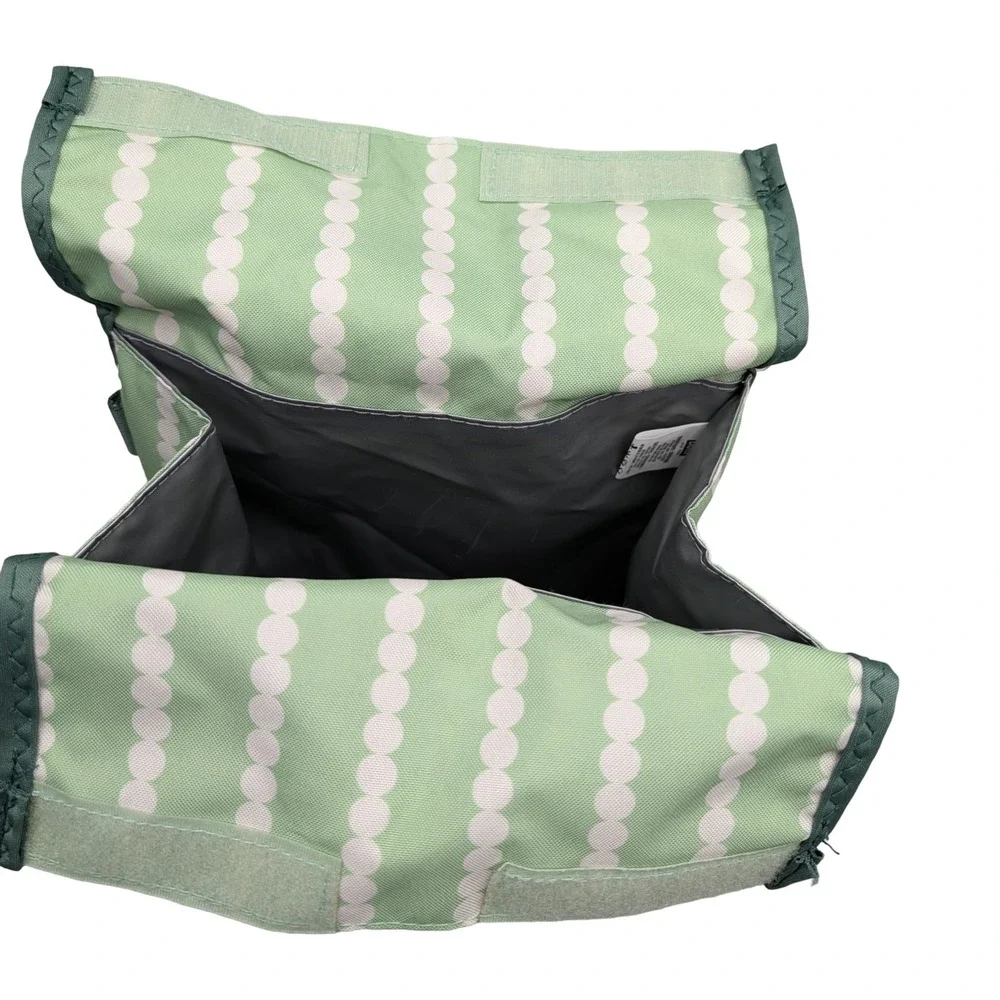 BUILT Crosstown Lunch Bag Green Dot Stripe Insulated Crossbody Strap lunchbox
